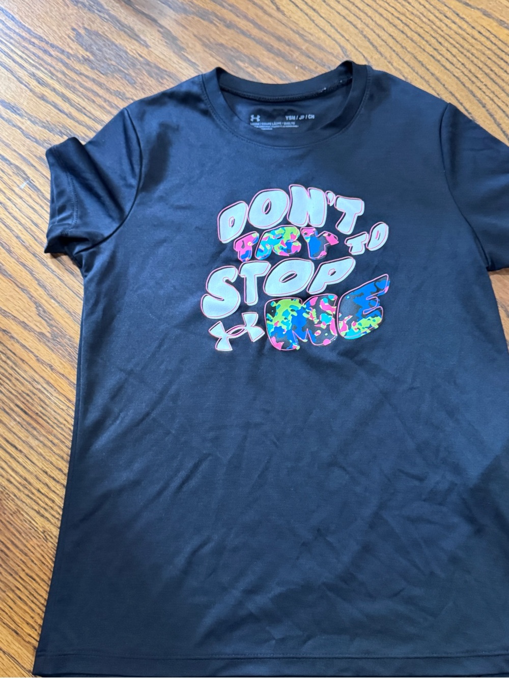 Under Armour Black Short-Sleeve Tee with Multicolor 'Don't Stop' Graphic